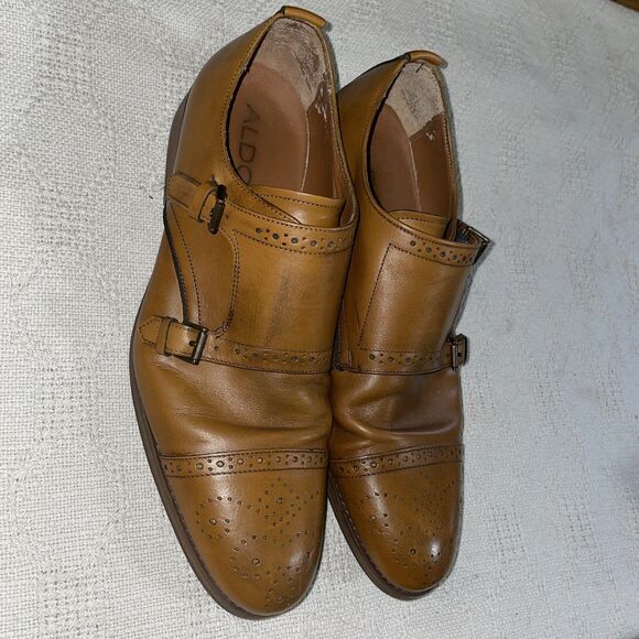 Aldo Men’s Double Monk Dress Shoes Size 43 U.S. 10 M Tan Leather Business Formal main image 9